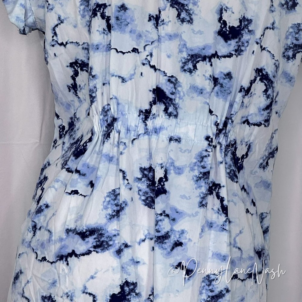 Rock & Republic Tie Dye Tie-Waist Shirt Dress Blue/White - Picture 13 of 13